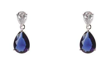 Clear and Sapphire Earrings Blue Crystal