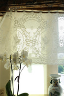 "Lovebirds Cameo" Period White Cotton Lace Curtain valance Sold By The Metre 23" width