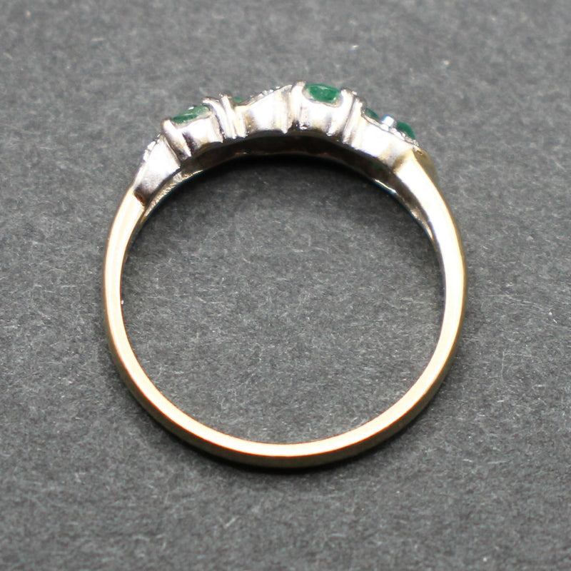 9ct gold emerald rope twist ring