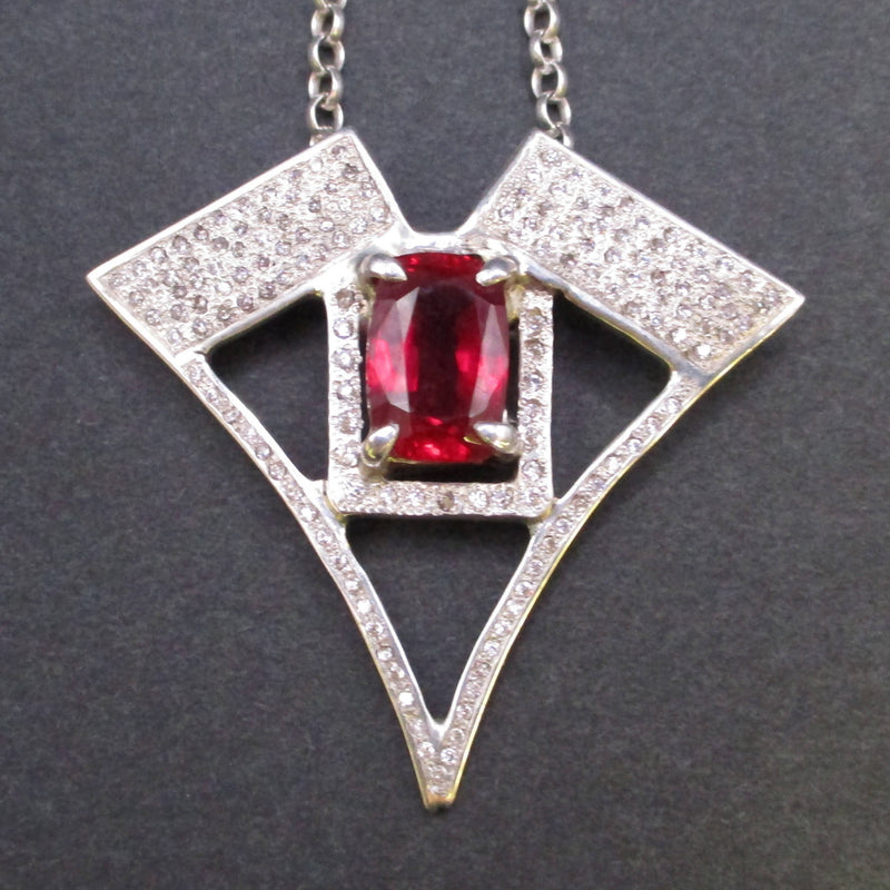 Jake: Ruby and zirconias silver pendant