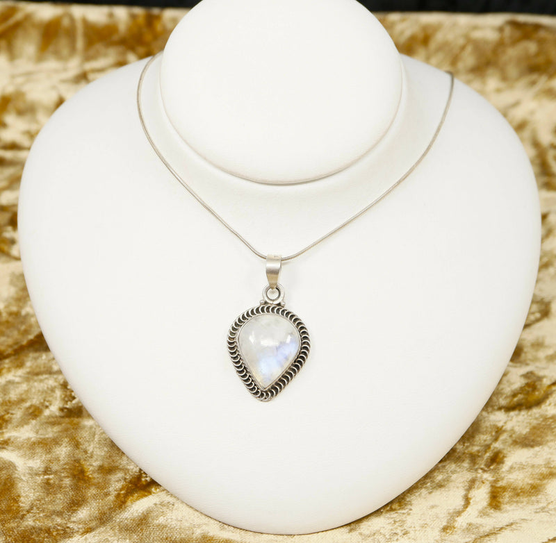 Silver and Moonstone Designer Pendant & Chain