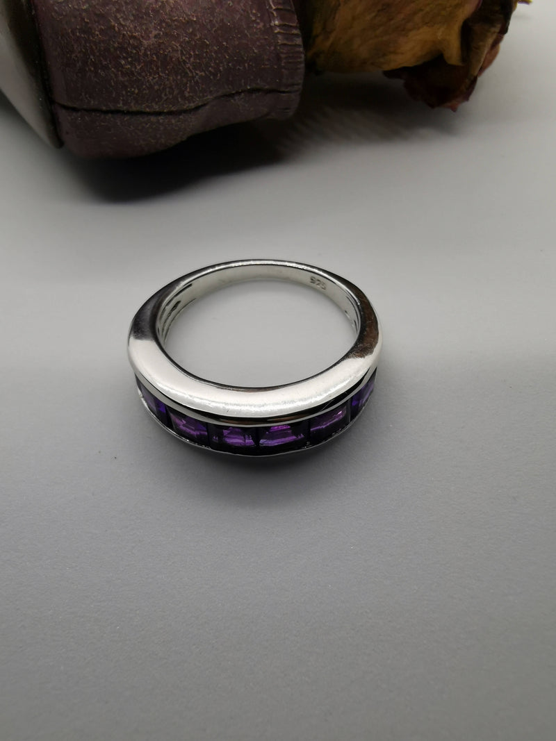 Lusaka amethyst half eternity ring. Size N