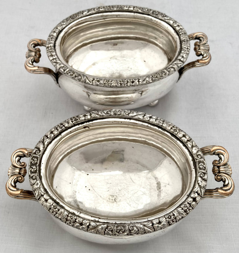 Georgian, George IV, Pair of Old Sheffield Plate Sauce Tureens. Circa 1820 - 1830.