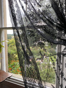 Rowana toile black pure Cotton madras Lace Curtain Panel 66"/120”