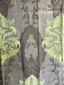 Scottish Madras Panel Classic Large a Scale Motif Antique Design in Espresso and Pistachio 68” / 36”