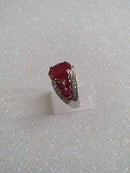 New Ruby and Zircon Ring Size P/Q