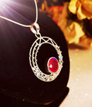 New Ruby and Sterling Silver Pendant and 16" Chain