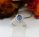New Tanzanite Pear and Cambodian Zircon 925 Sterling Silver Ring (Size O)