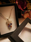 New Multi Gemstone TOPAZ, CITRINE, AMETHYST 925 Sterling Silver Necklace