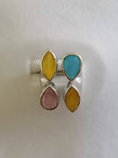 New Sterling Silver Multi gemstone statement ring - Sizes S, T