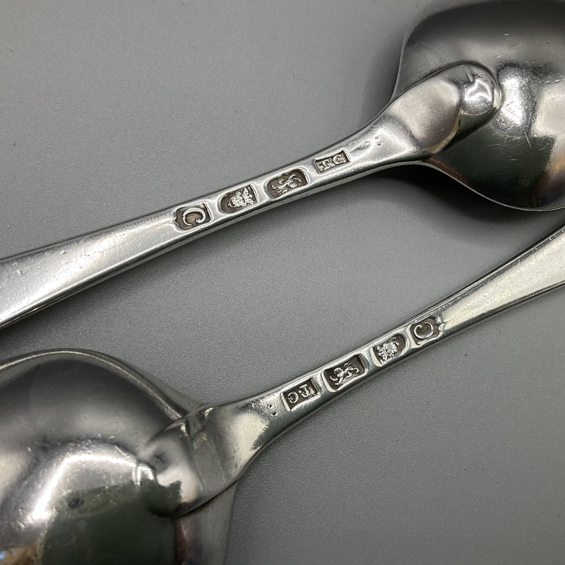 Pair of George III bottom marked silver tablespoons