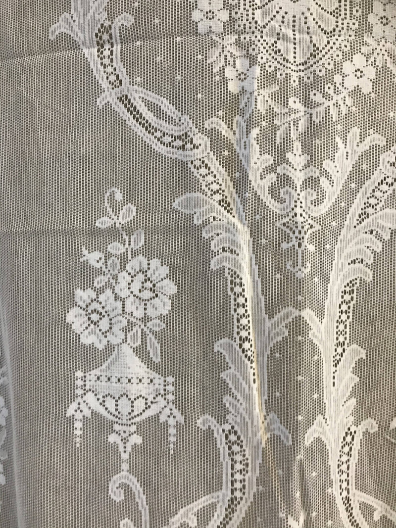 Victorian period design cream cotton lace curtain panel ready to hang