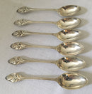 Cased set of six silver plated Art Nouveau teaspoons.