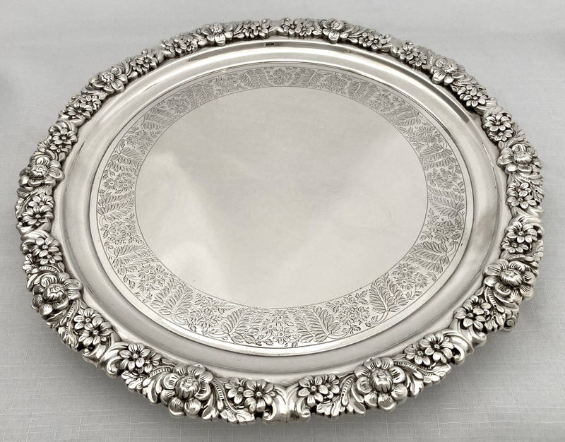 Georgian, George III, Silver Salver. Sheffield 1818 S. C. Younge & Co. 44 troy ounces.