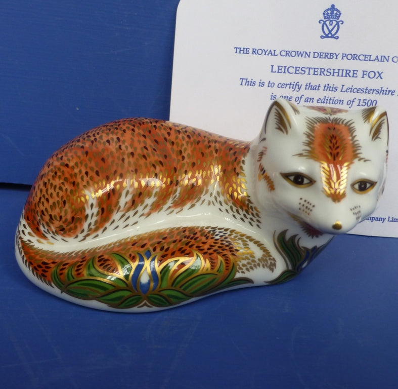 Royal Crown Derby Limited Edition Paperweight - Leicestershire Fox (Boxed)