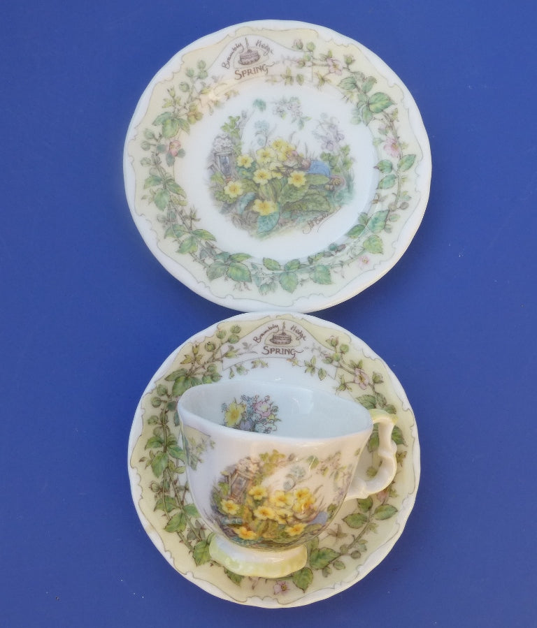Royal Doulton Brambly Hedge Miniature Trio - Teacup, Saucer and Plate - Spring by Jill Barklem
