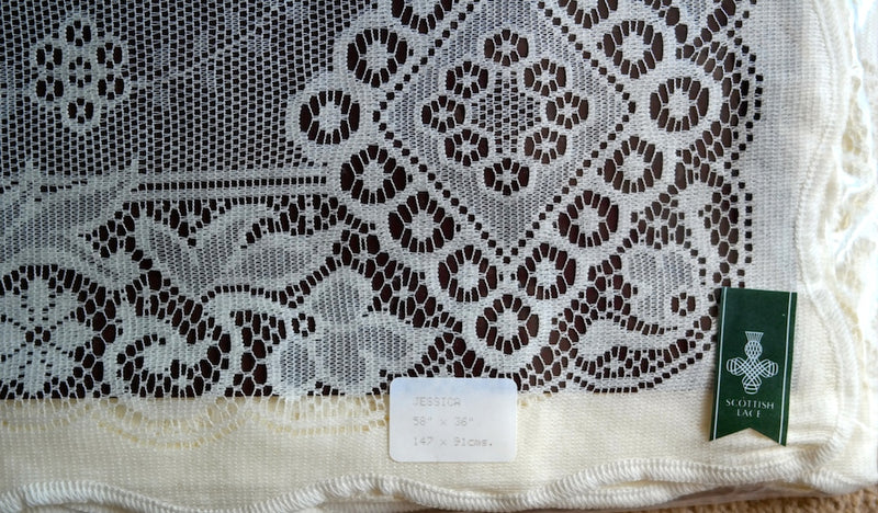 "Jessica" Victorian Style Cream Cotton Lace Curtain Panel Ready To Hang - 36" x 36" 90 x 91cms
