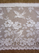 Shabby Chic "Doves" Country Cottage Cotton Valance Lace Panelling in white 23" yardage bise-bise