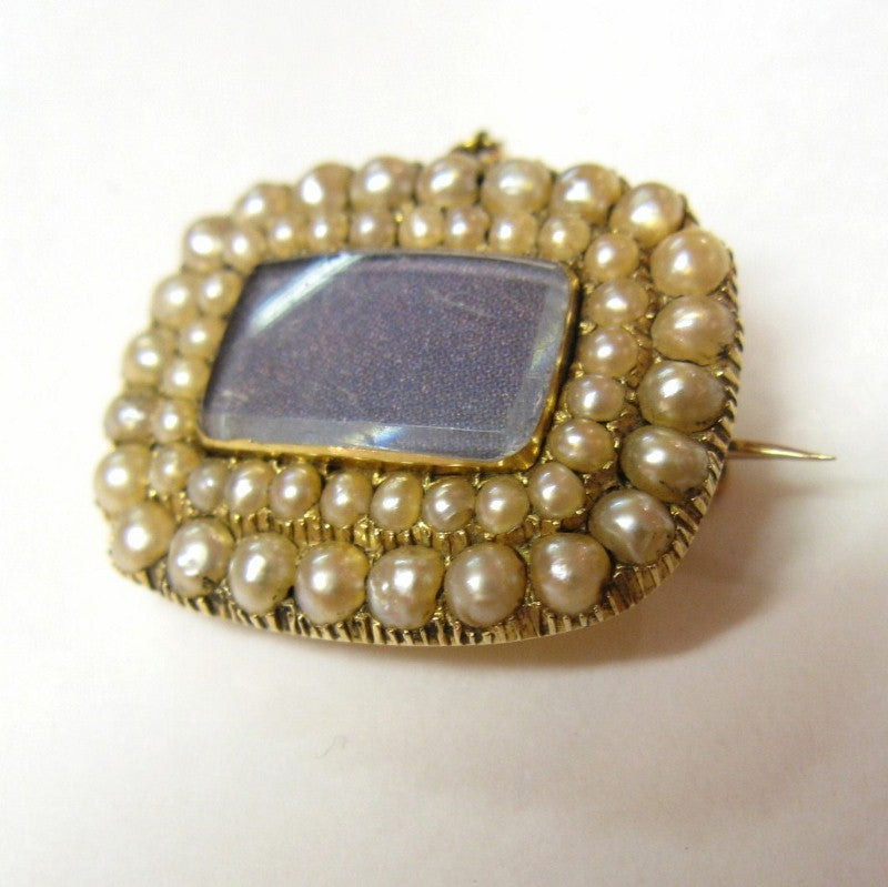 Antique Victorian 15ct Gold and Pearl Mourning Brooch