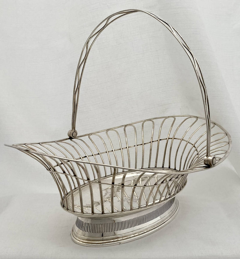 Georgian, George III, silver swing handle basket, Sheffield 1791 Richard Morton & Co. 17 troy ounces