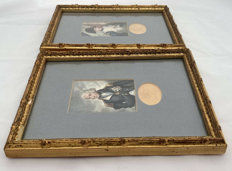 Pair of Gilt Framed Prints of Lord Nelson & The Emperor Napoleon, After Baxter.