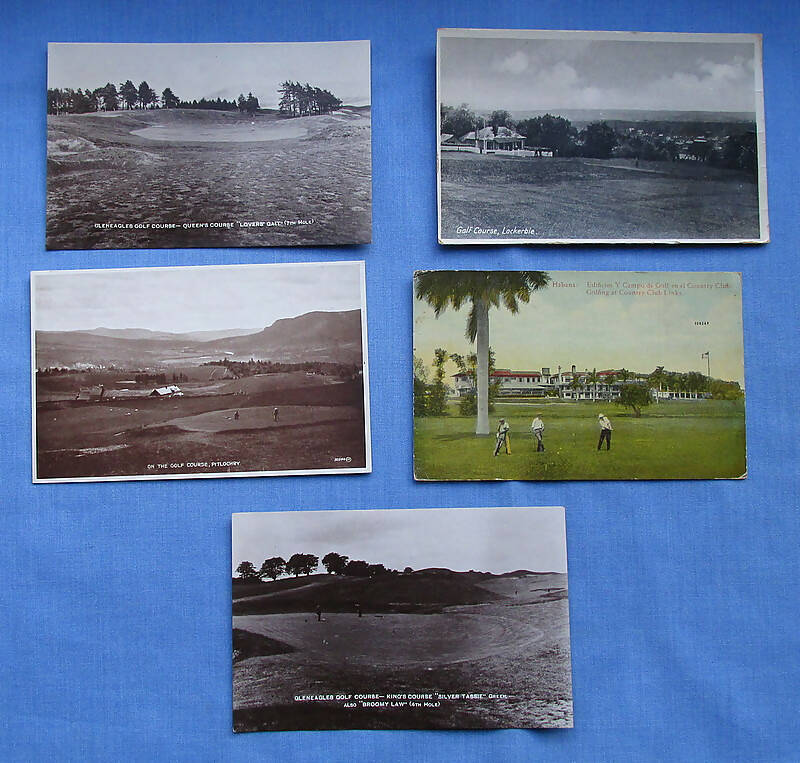Collection Of Five Vintage Golf Course Postcard (s)/Havana,Gleneagles,