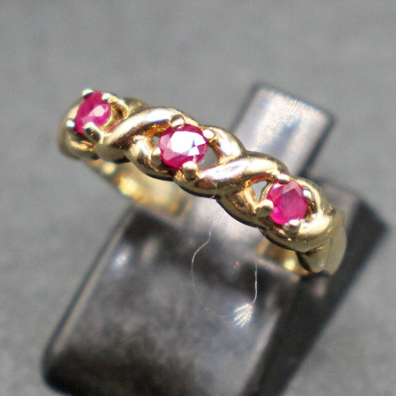 9ct gold ruby three stone ring