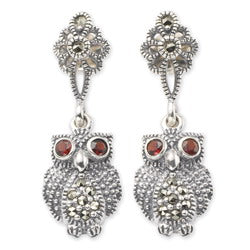 Silver Marcasite Owl Earrings
