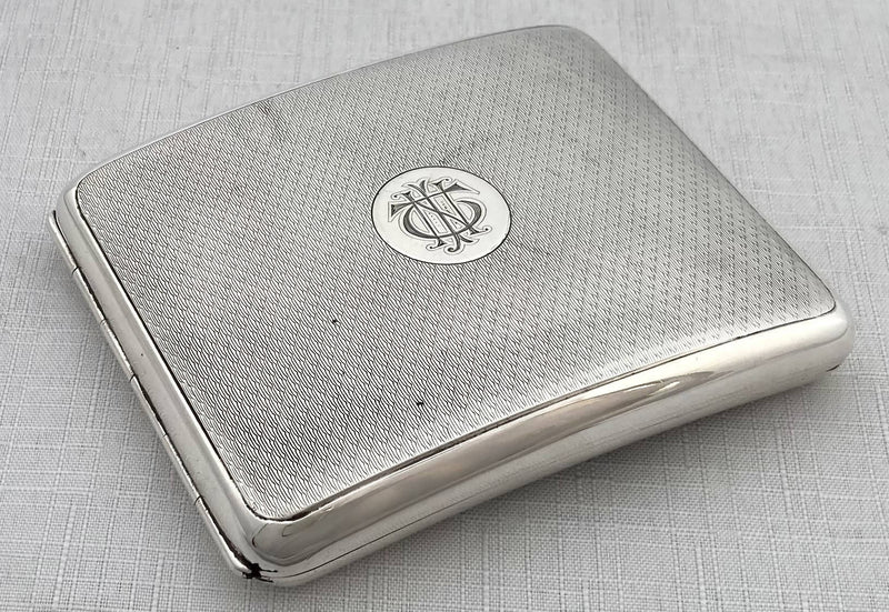 George V Silver Curved Cigarette Case. London 1926 Sampson Mordan & Co. 4.1 troy ounces.