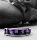 Lusaka amethyst half eternity ring. Size N