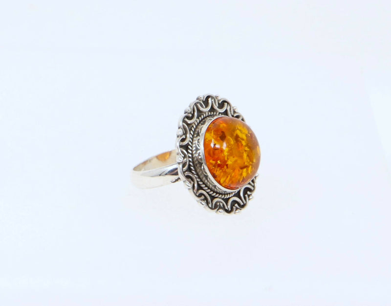 Silver & Amber Ring