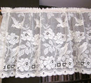 Shabby Chic "Doves" Country Cottage Cotton Valance Lace Panelling in white 23" yardage bise-bise