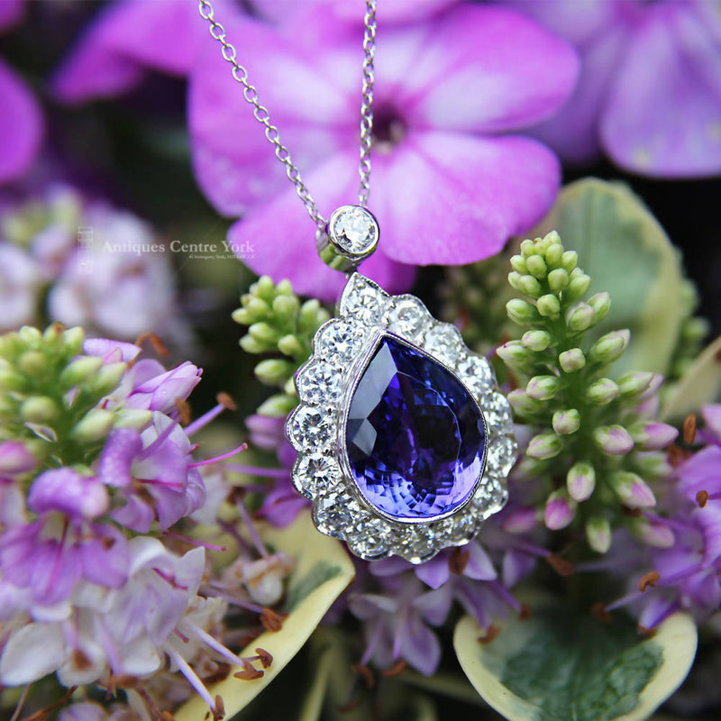 Stunning Handmade 18ct White Gold Tanzanite & Diamond Pendant