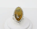 Vintage Silver & Brown Moss Agate Statement Ring