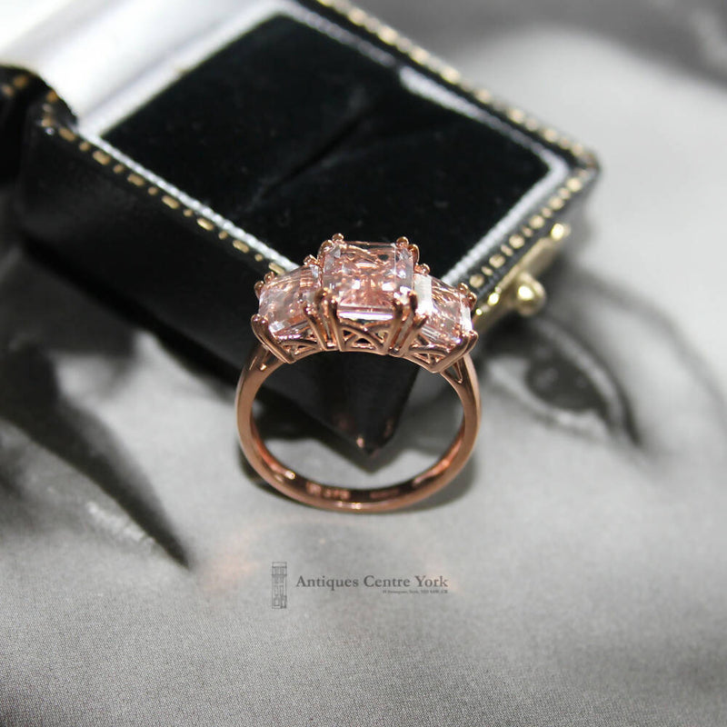 9ct Rose Gold Morganite Three Stone Ring