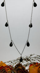 New Sterling Silver Citrine/Amethyst/Black Spinel Briolette Necklace - 18"