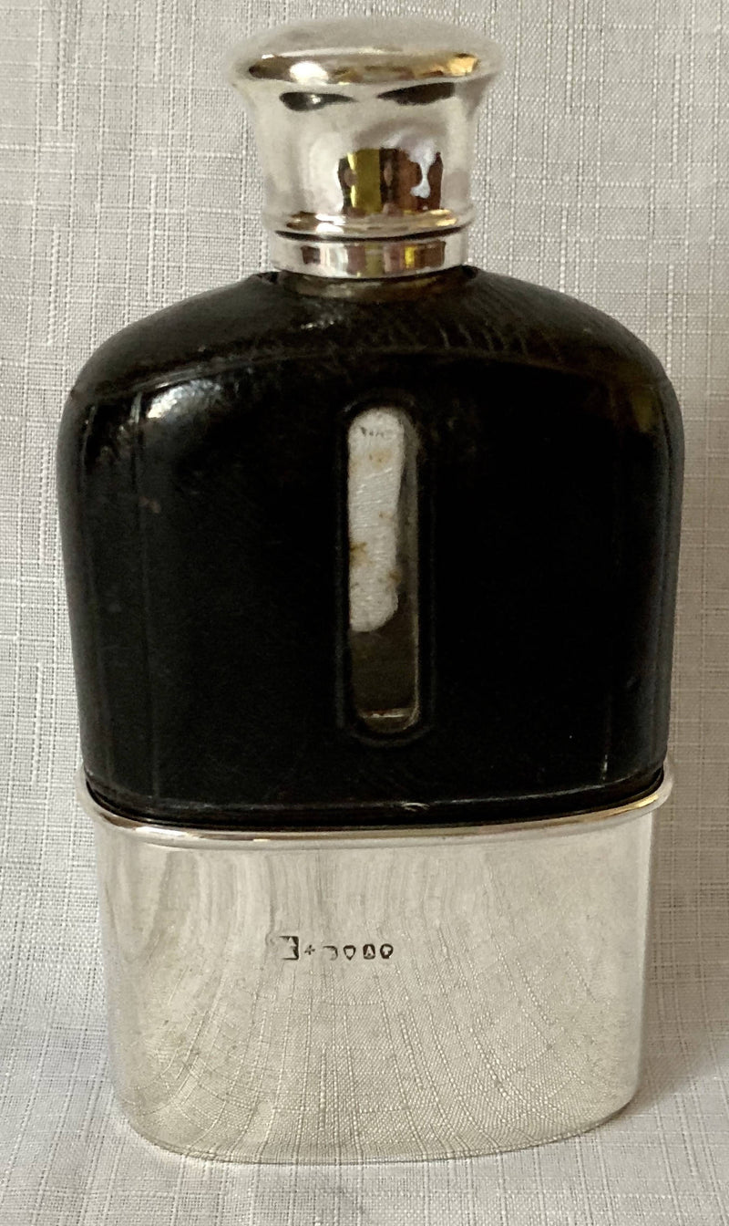 Asprey, Victorian, Silver and Leather Clad Hip Flask. London 1876 Charles Asprey & Charles Asprey Junior.