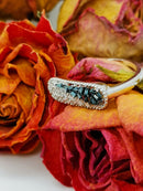 New Blue and White Diamonds (BGT) 925 Sterling Silver with Platinum Overlay Ring (Size O)