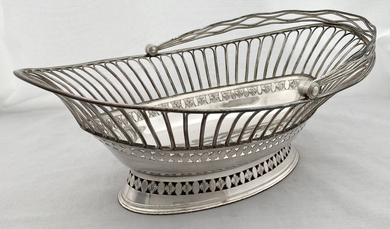 Georgian, George III, Old Sheffield Plate Cake Basket, circa 1780. Gray Family Crest.