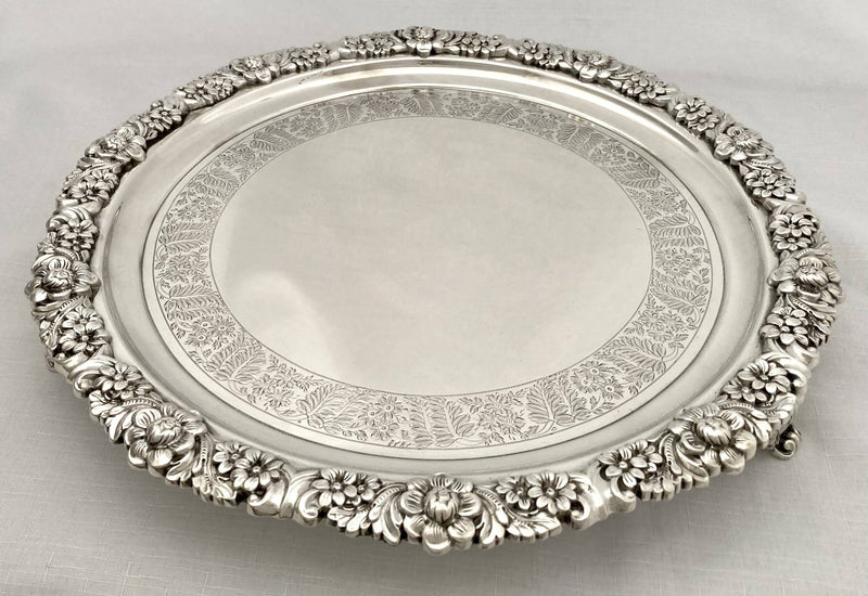 Georgian, George III, Silver Salver. Sheffield 1818 S. C. Younge & Co. 44 troy ounces.