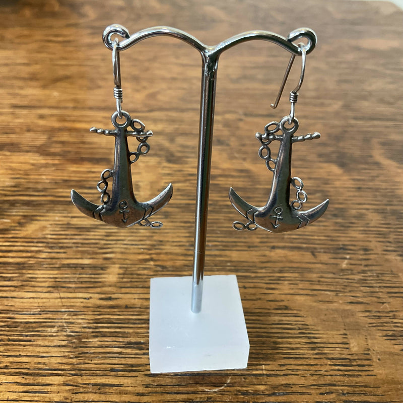 Sterling silver anchor on sale earrings