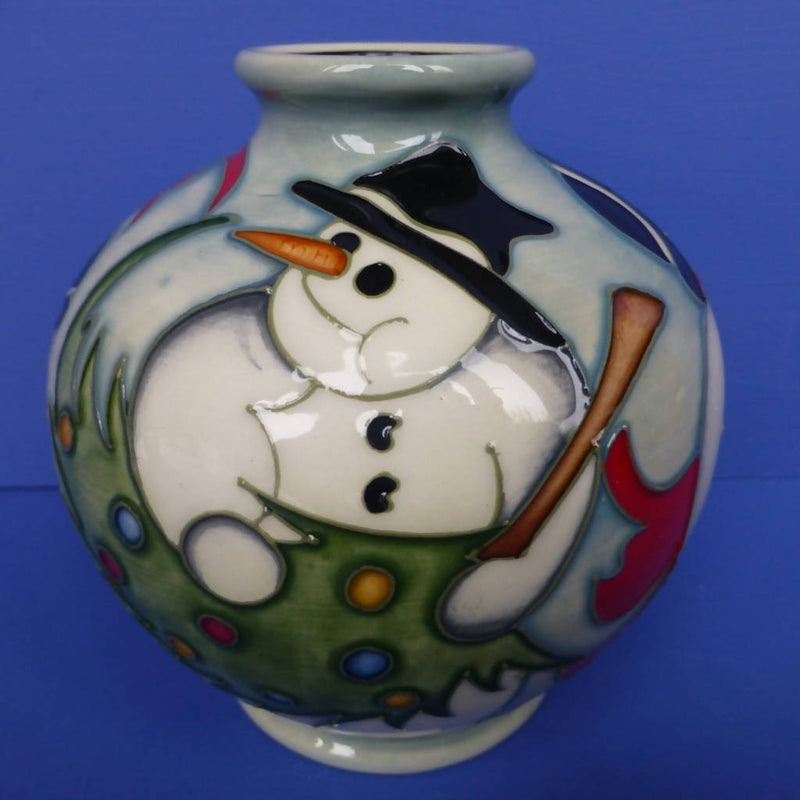 Moorcroft Christmas Snowman Vase - Snow Dance By Kerry Goodwin