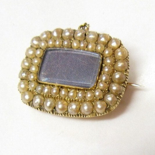 Antique Victorian 15ct Gold and Pearl Mourning Brooch