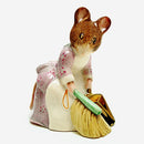 Beswick Beatrix Potter Figurine - Hunca Munca Sweeping (Gold Dustpan and Gold Backstamp)
