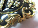 Early Victorian Gold, Enamel & Pearl Mourning Brooch