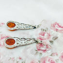 Pretty Silver & Amber Drop Earrings