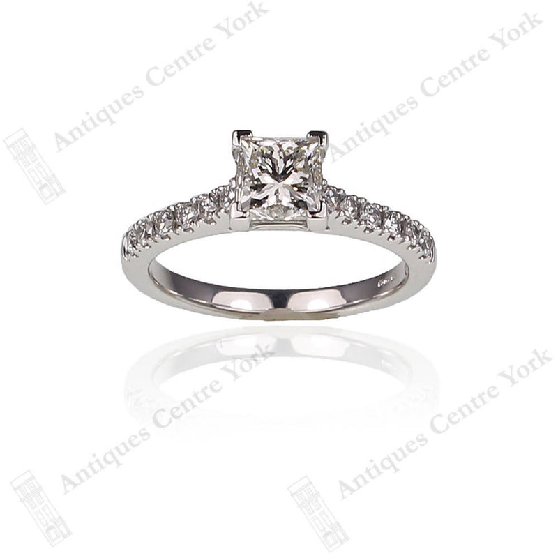 18ct White Gold Certified Princess-Cut Diamond 1.06ct Solitaire Ring