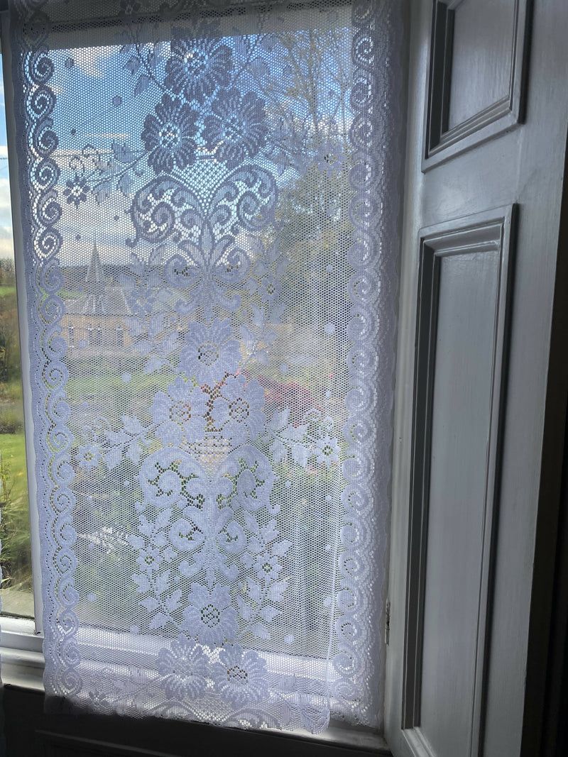 Victorianna white 23" wide white cotton lace available off the roll per metre