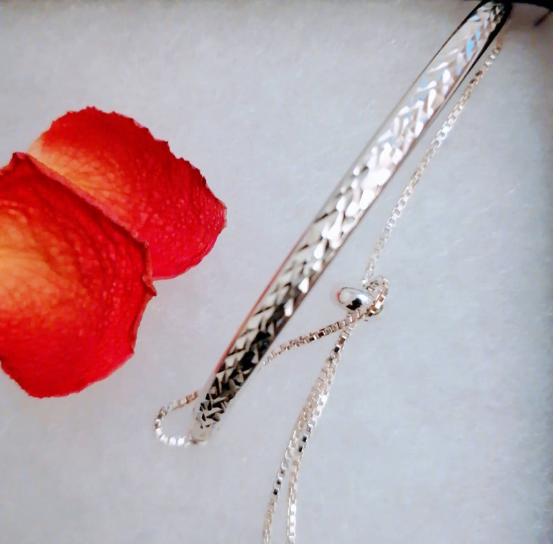 New Sterling Silver Adjustabe Decorative Bangle/Bracelet