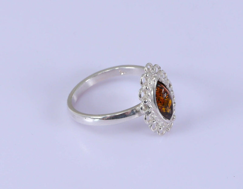 Silver & Amber Ring